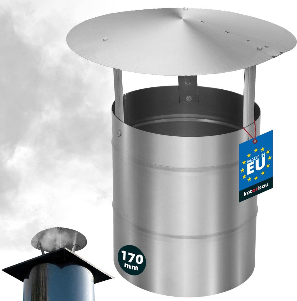 KOTARBAU Schornsteinabdeckung Edelstahl ø 170 mm Kaminhaube Schornstein Regenhaube Kaminabdeckung Schornsteinhaube Kaminaufsatz Rostfrei Edelsta...