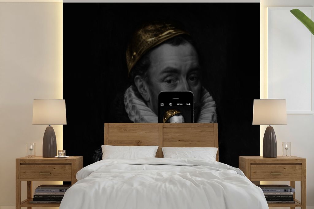MuchoWow Fototapete für Wohnzimmer oder Schlafzimmer Wandtapete Vinyl Motivtapete Wilhelm von Oranien - Kunst - Telefon - 240x240 cm - Schlafzim...