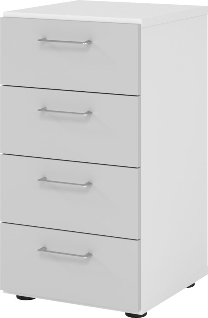 bümö smart Schubladen Schrank - 4 Schübe - Nachbildung: Weiß/Grau