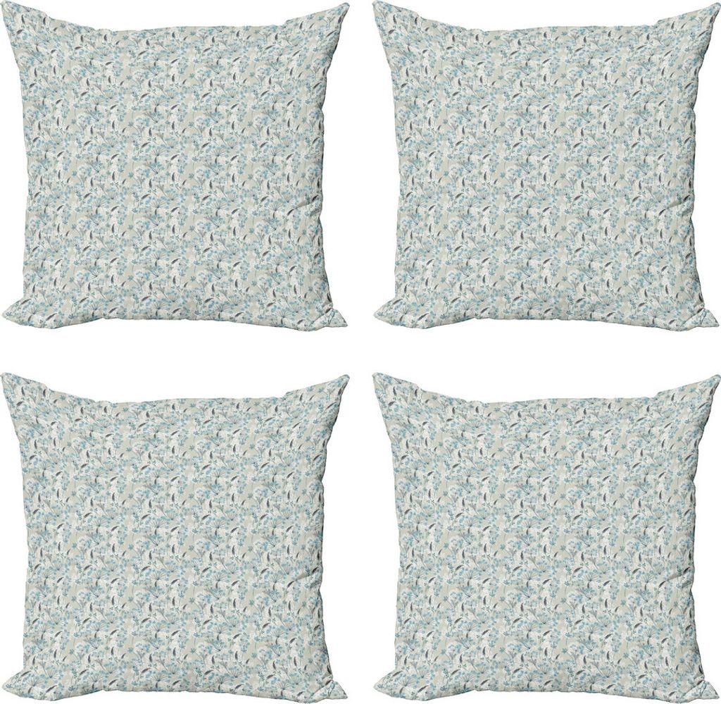 ABAKUHAUS Botanisch Kissenbezug Set (4 Stück), Herbstlicher Weinlese-Blumen, Moderner Doppelseitiger Digitaldruck, 50 cm x 50 cm, Slate Blue Sage ...
