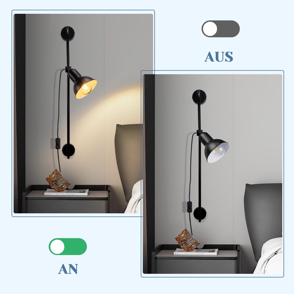 ZMH Wandleuchte Innen Schwarz Wandlampe  Wandbeleuchtung Produktbild 7