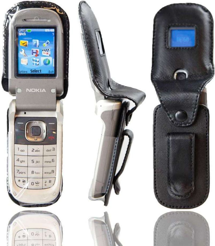 caseroxx Ledertasche mit Gürtelclip kompatibel mit Nokia 2760 aus Echtleder, Tasche mit Gürtelclip und Sichtfenster