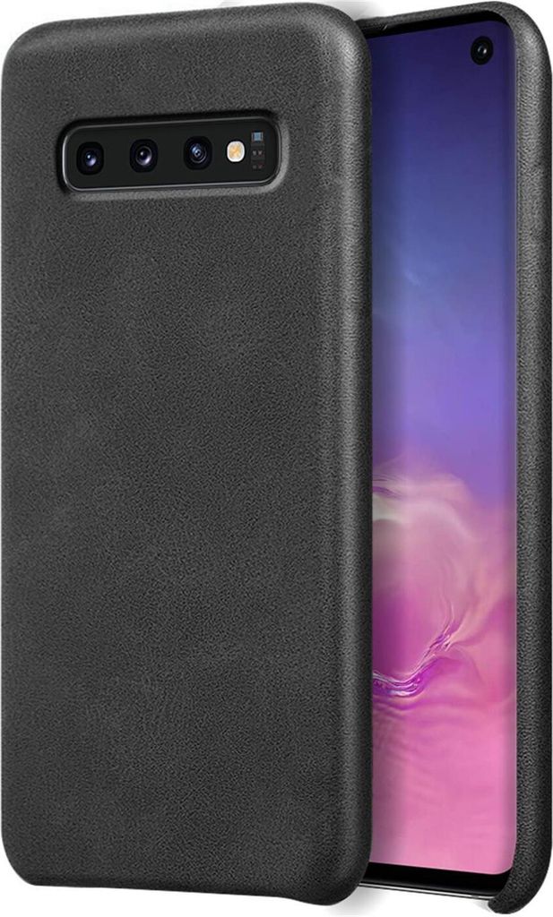 Conie Schutzhülle für Samsung Galaxy S10 Plus Tasche klar Case Cover Bumper Silikon Hülle Kunstleder in Schwarz