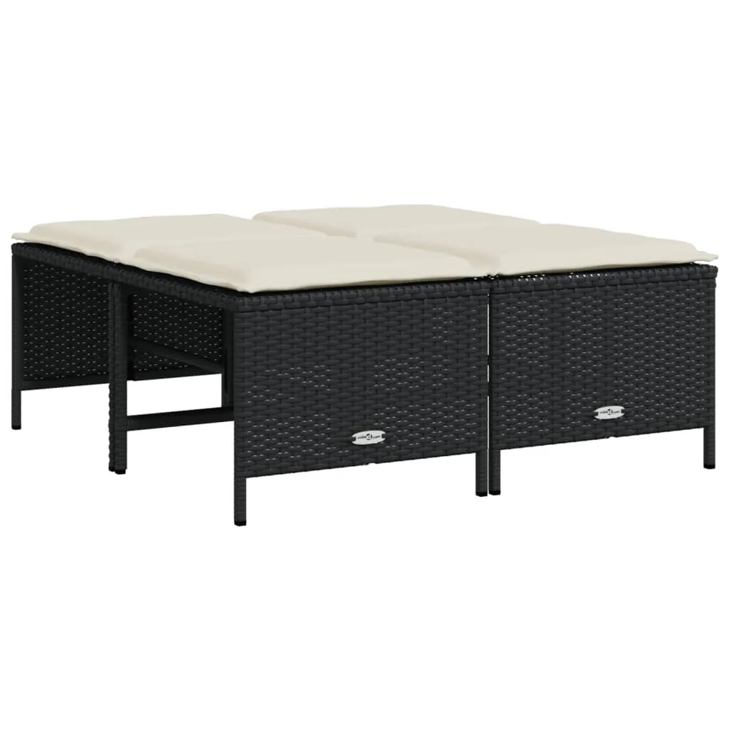 Offerta Set 4 Sgabelli Giardino vidaXL Polirattan Nero + Cuscini