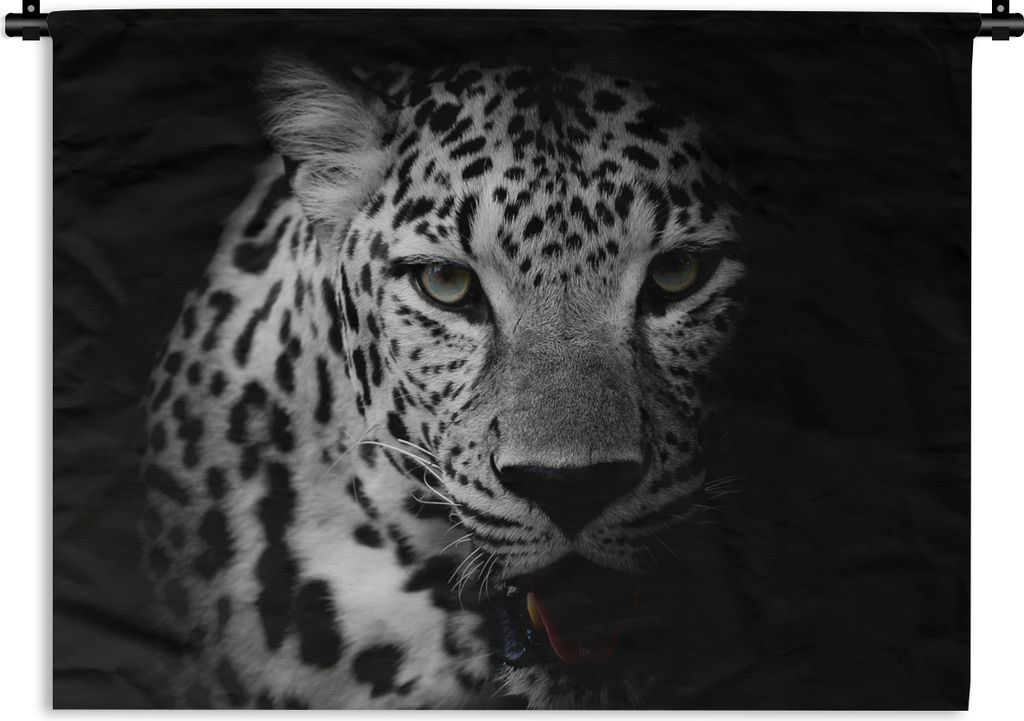 MuchoWow Wandteppich Wandbehang Tiere - Schwarz - Weiß - Panther - Porträt 60x45 cm Tapisserie Dekoration Wandtuch - Das Schlafzimmer