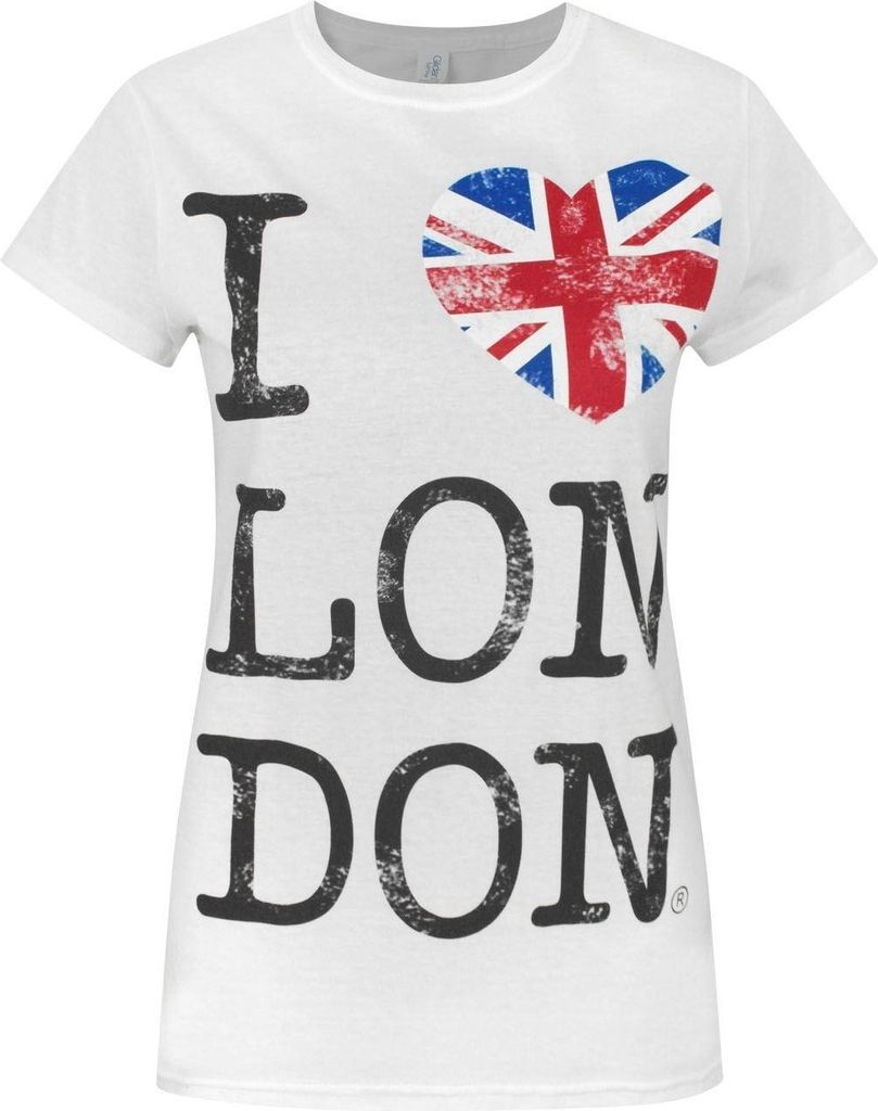 Damen I Love London T-Shirt NS4490 (XL) (Weiß)