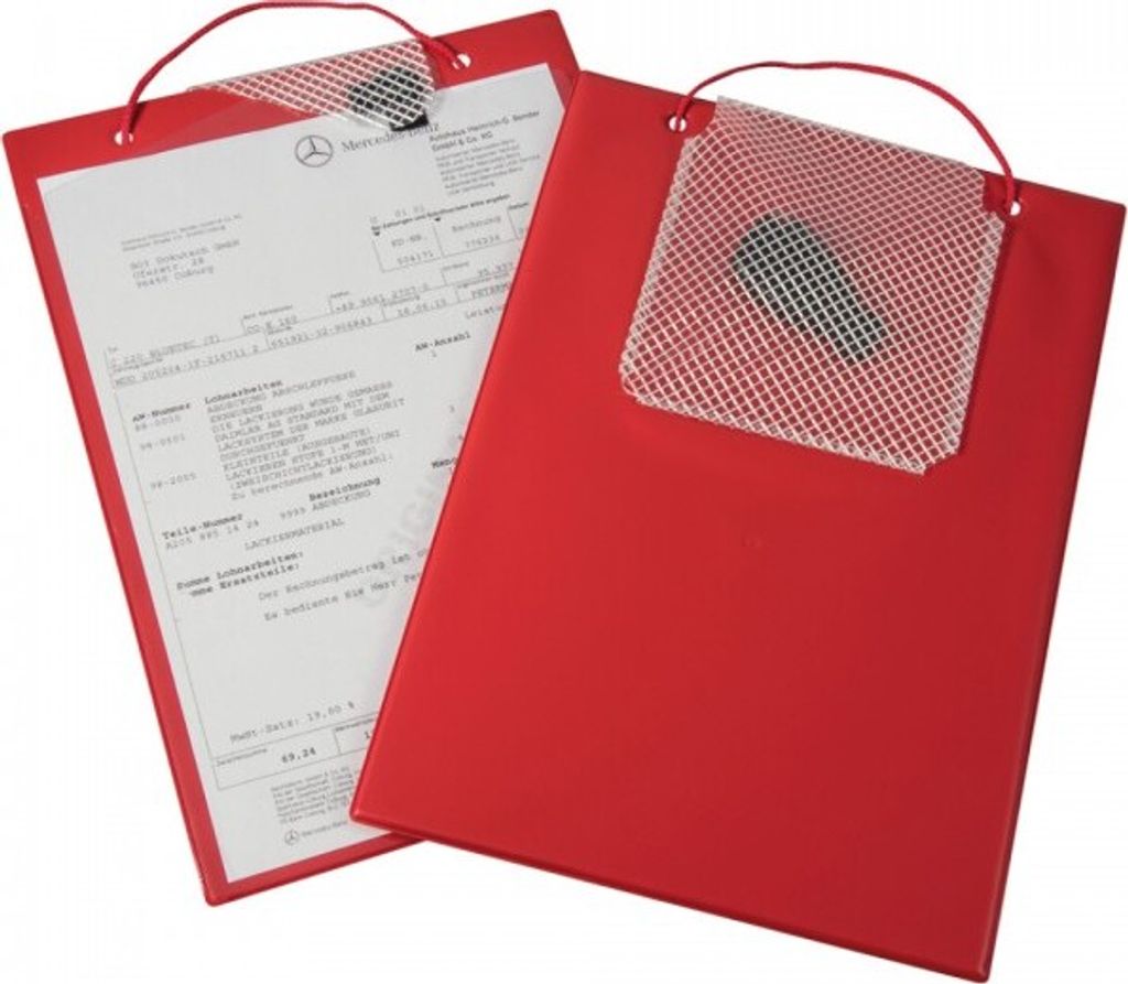 Auftragstasche Plus, mit Schlüsselfach, Klettverschluss und Kordel, rot, DIN ...