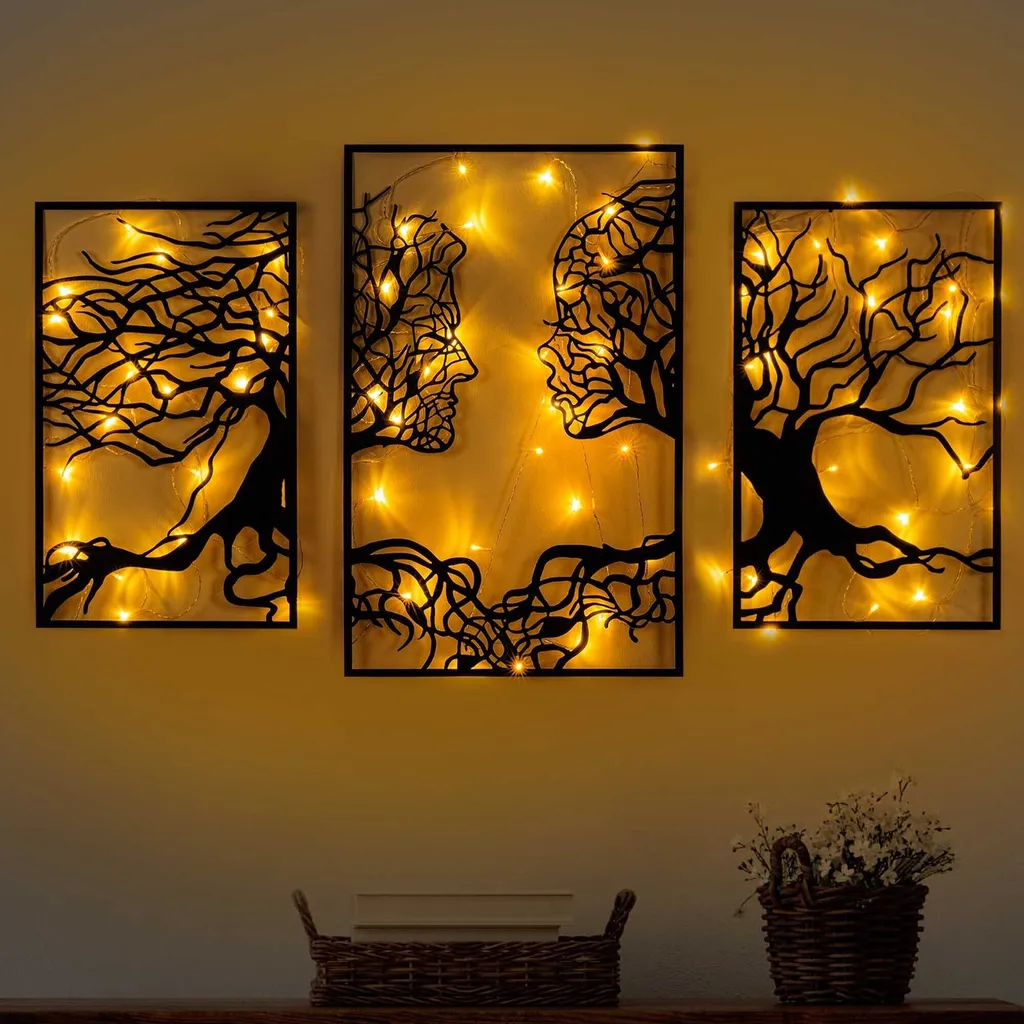 Art Mural Métal Noir Tree Person 499 : Décoration Durable et Moderne