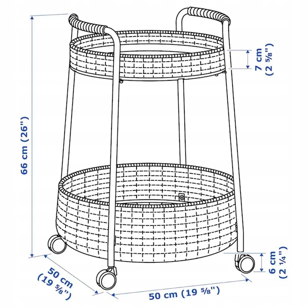 Petite table de chevet mobile 50x66cm - Support robuste sur roulettes - 5