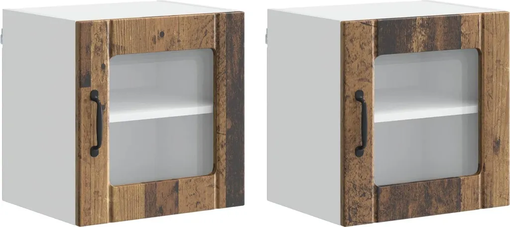 Set 2 Mobili Pensili Cucina 40x31x40 cm Legno di Recupero Vintage