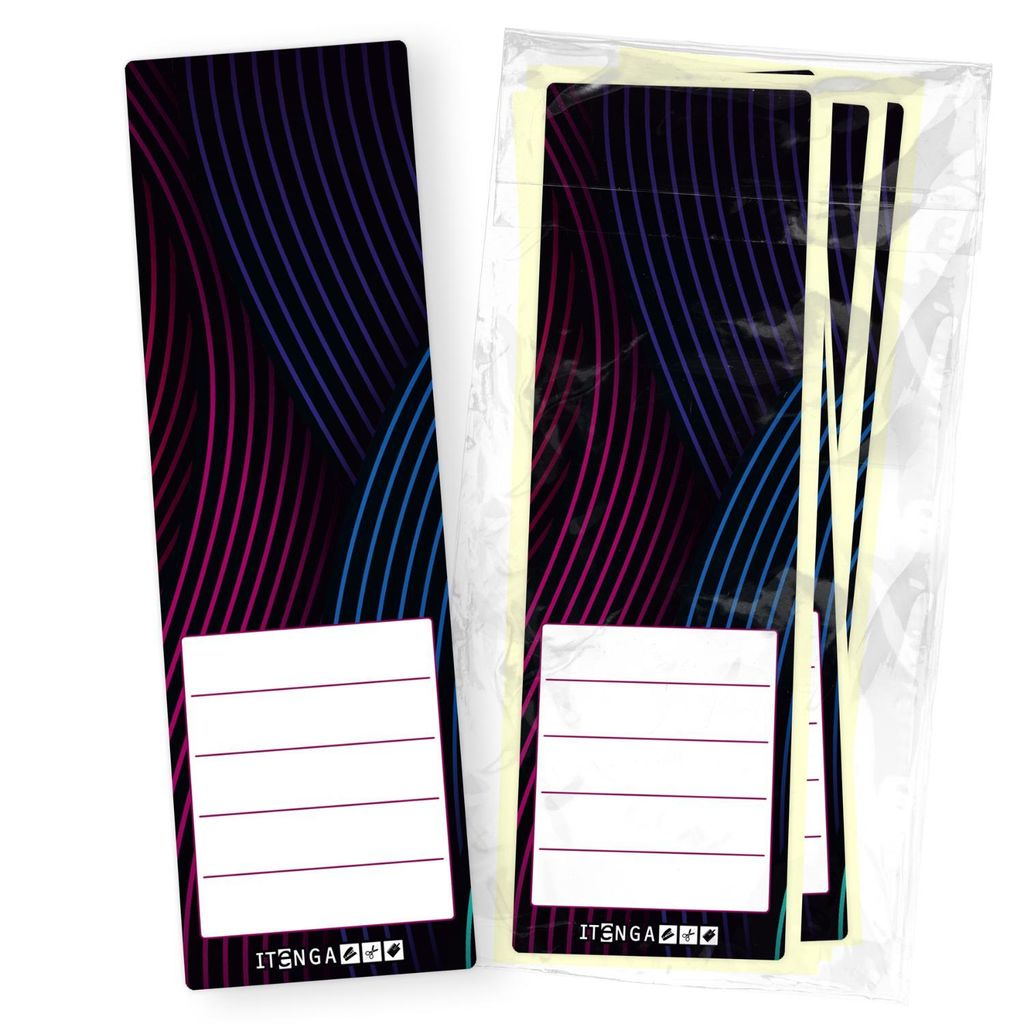 itenga 10er Set Ordneretiketten mit Motiv Wellen - breit 6x19cm
