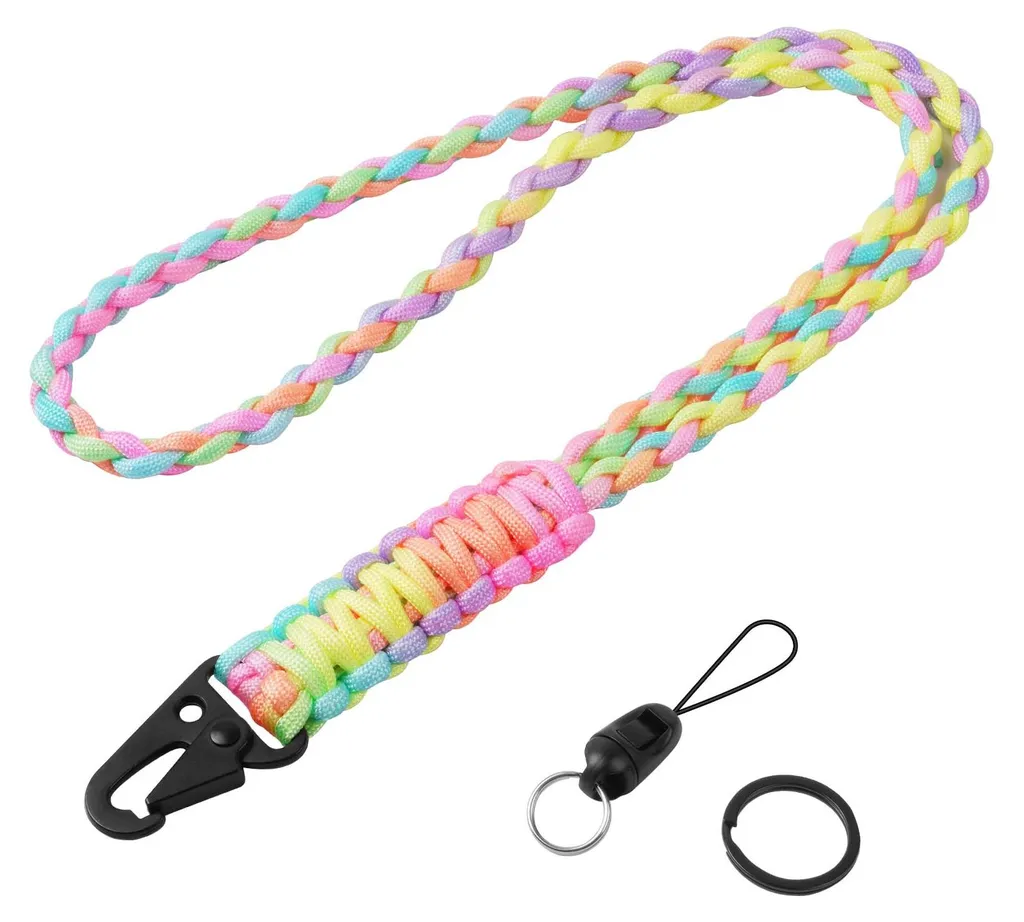 Porte-clés paracorde avec anneau métallique et boucle tactique rigide