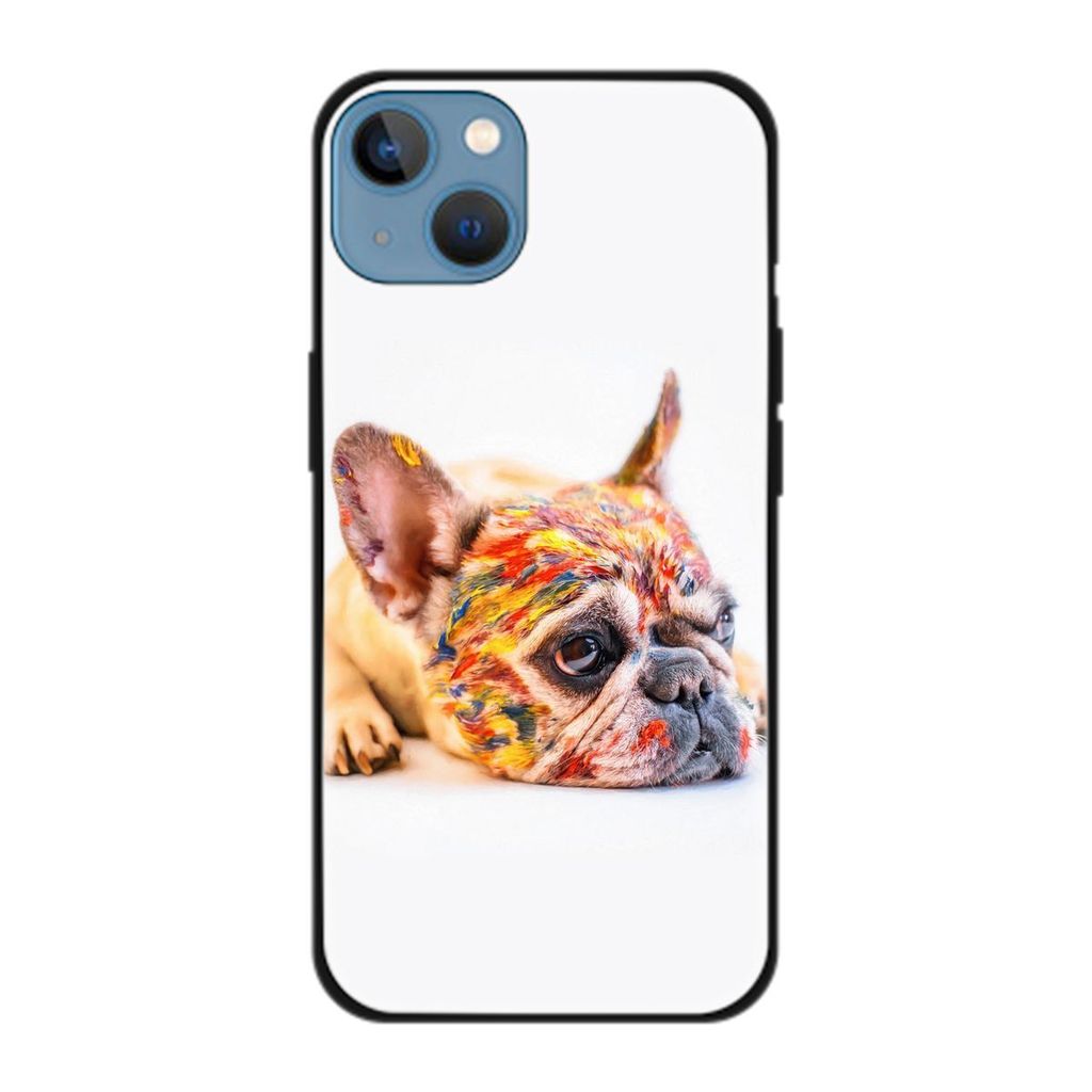 König Design Hülle kompatibel mit Apple iPhone 13 Kunststoff Soft Handyhülle - Handy Case Bulldogge Bunt