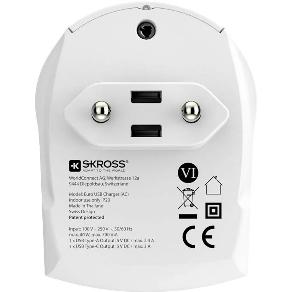 Chargeur USB de voyage SKROSS pour charger smartphone et tablette en EU