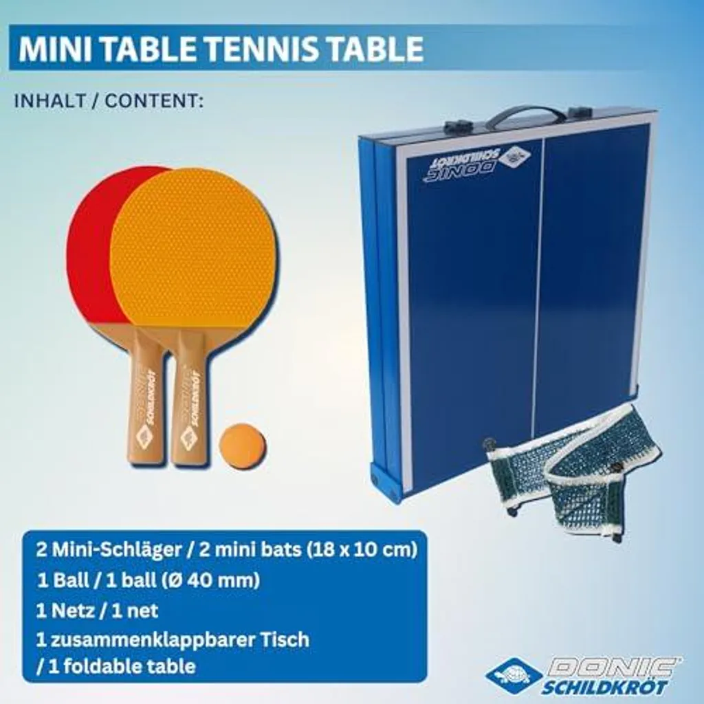 Table de TT Schildkröt MINI 66x33cm - Set Complet avec Filet et Raquettes - 28