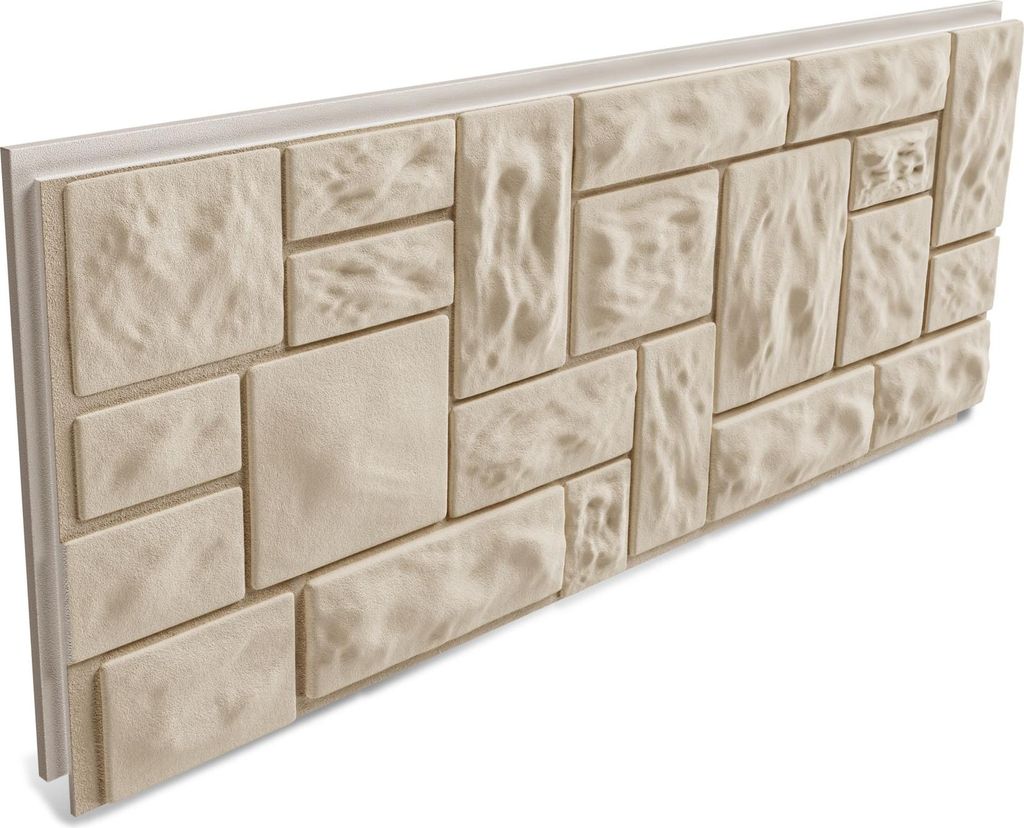 HEXIM Fassadenpaneele 4 Stück 121x50cm EPS Styropor Acrylbeschichtung Steinoptik Weiß - 3D Fassadenverkleidungen Innen- & Außenbereich UV-bestä...