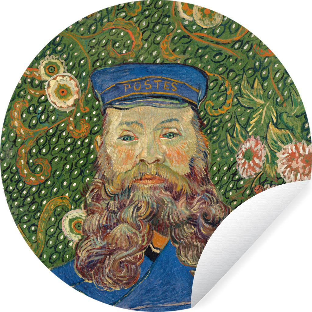 MuchoWow Runde Wandtattoo - Wandsticker Tapete Aufkleber Porträt des Postboten Joseph Roulin - Vincent van Gogh Ø 50 cm Selbstklebend und Repos...