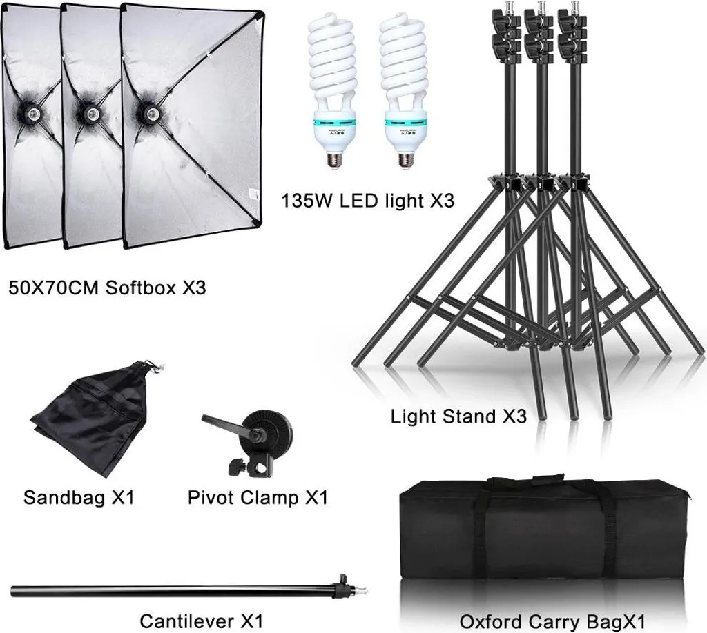Évitez les ombres dures : Kit 8 softboxes E27 réglables pour studio - 2