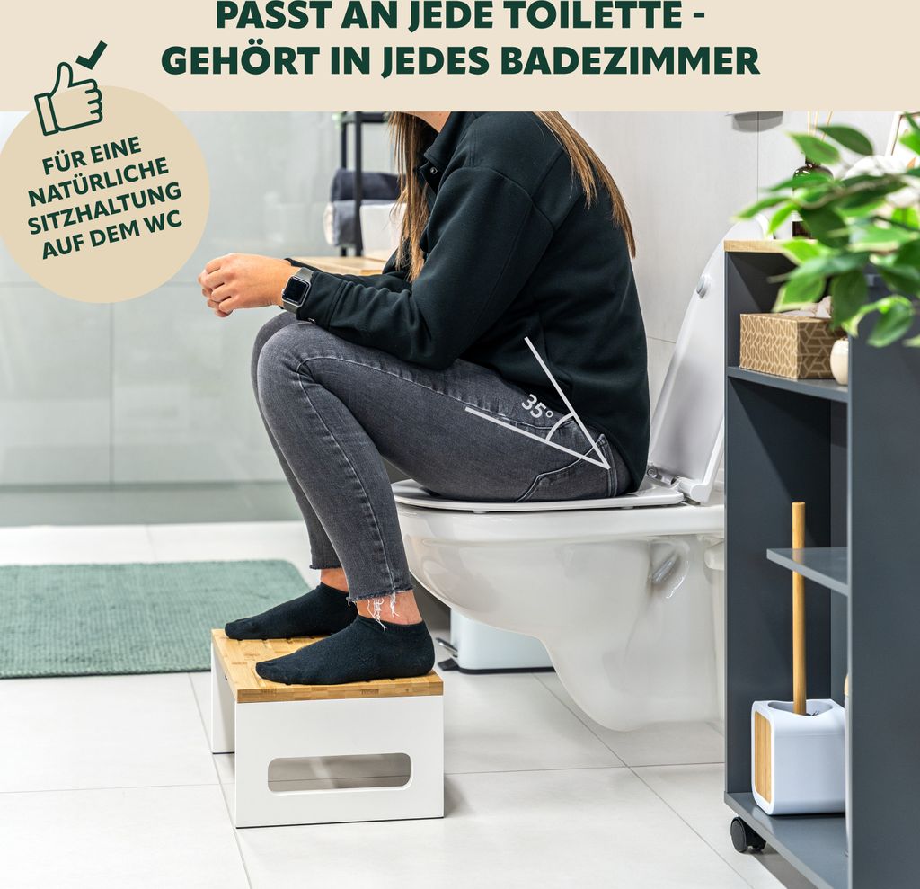 eluno toaletná stolička, opierka na nohy z bambusu, Obrázok produktu 2