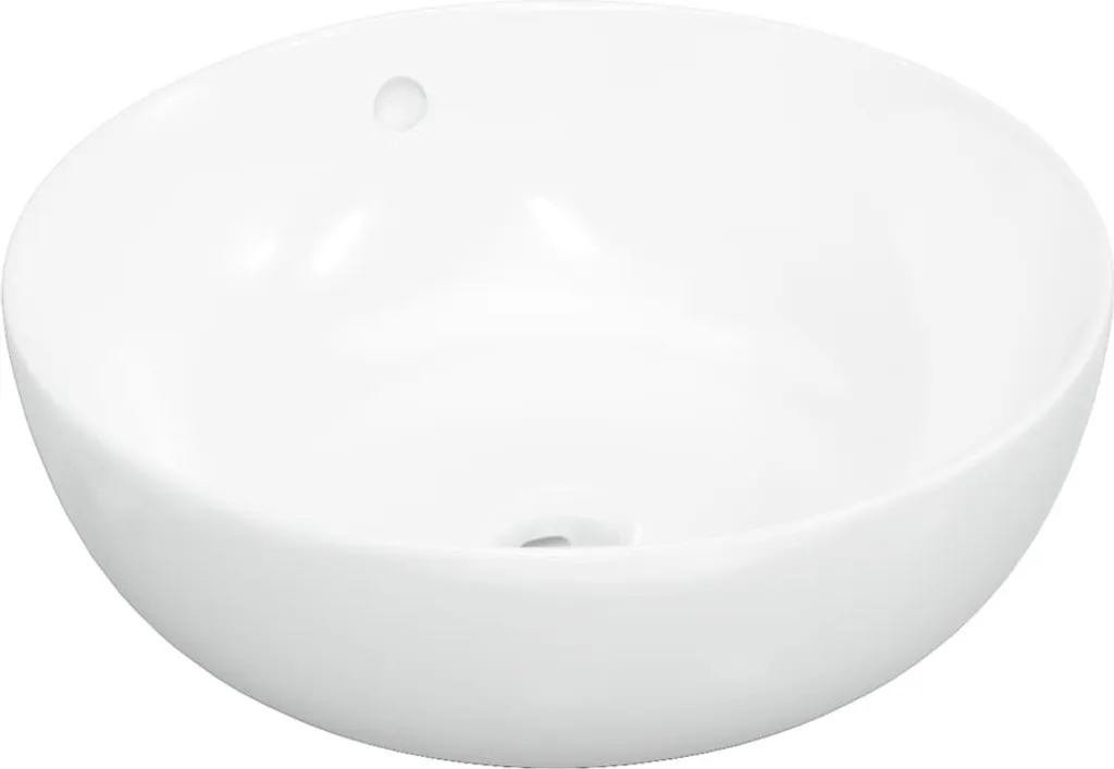 Petit lavabo rond 44 cm en céramique blanche pour gagner de l'espace chic