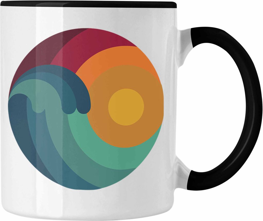 Trendation - Kitesurfing Tasse Geschenk für Kitesurfer Geschenkidee Retro Vintage Grafiken (Schwarz)