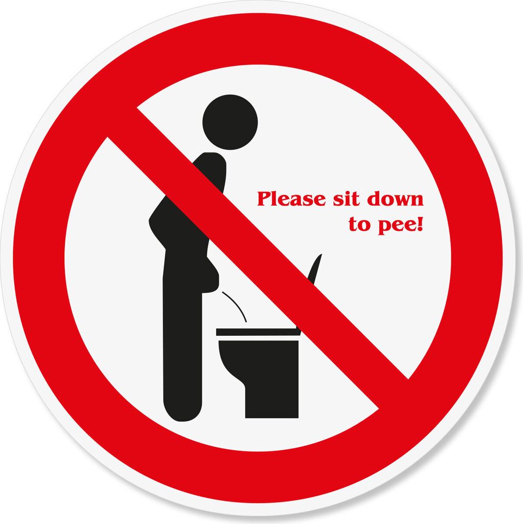 Aufkleber "Please sit down to pee " Ø 10 cm - Klodeckel Wc-Deckel - hin_671