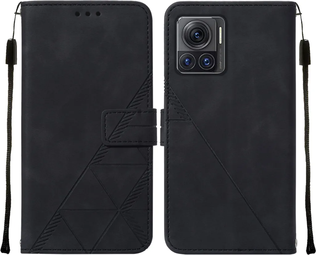 Custodia Portafoglio Motorola Moto X30 Pro 5G - Pelle Goffrata Nera