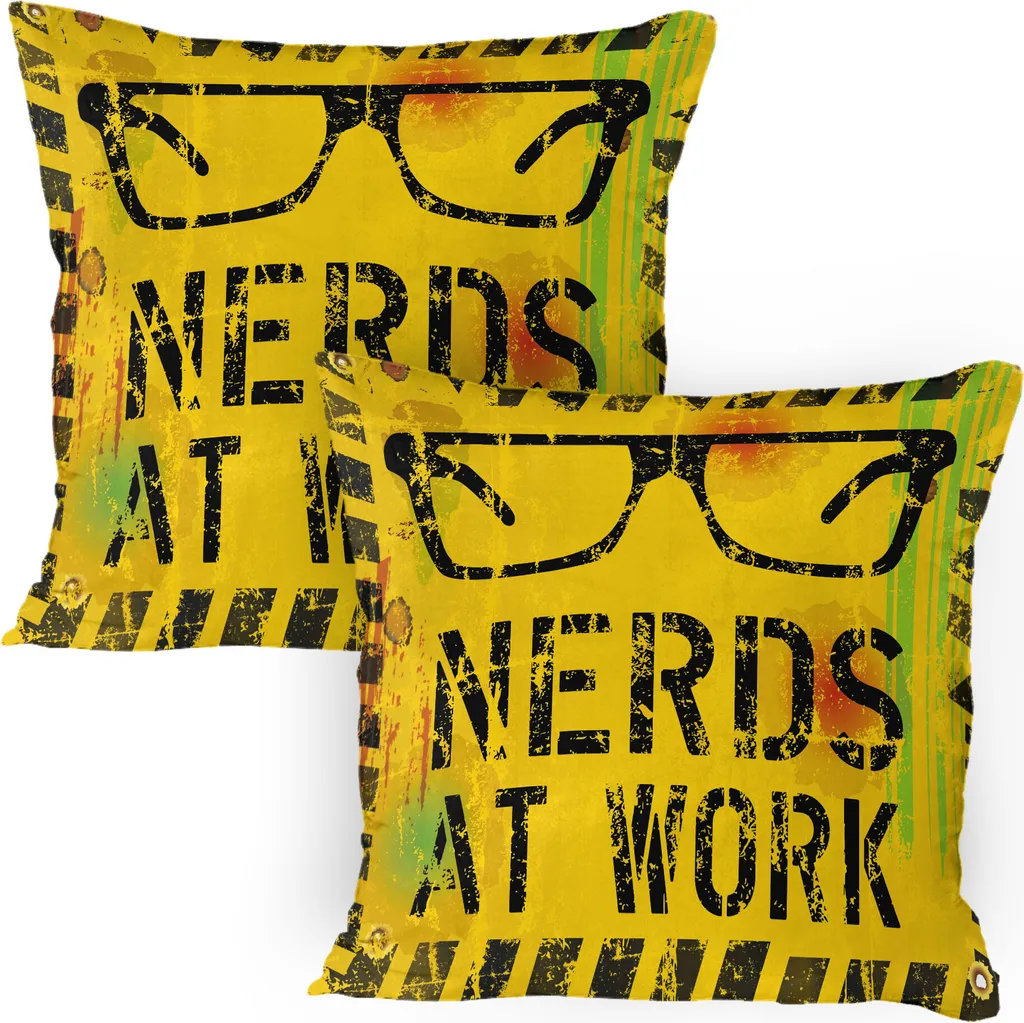 Regalo Originale Nerd: Set 2 Federe 80x80 ABAKUHAUS Nerds at Work