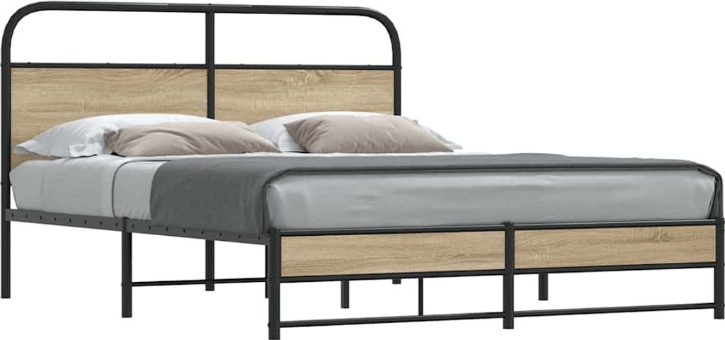 "Rabatt" Bettgestell Komfort - mit Lattenrost - ohne Matratze - 150x200 cm Räuchereiche Holzwerkstoff - Klassische Betten CC18484