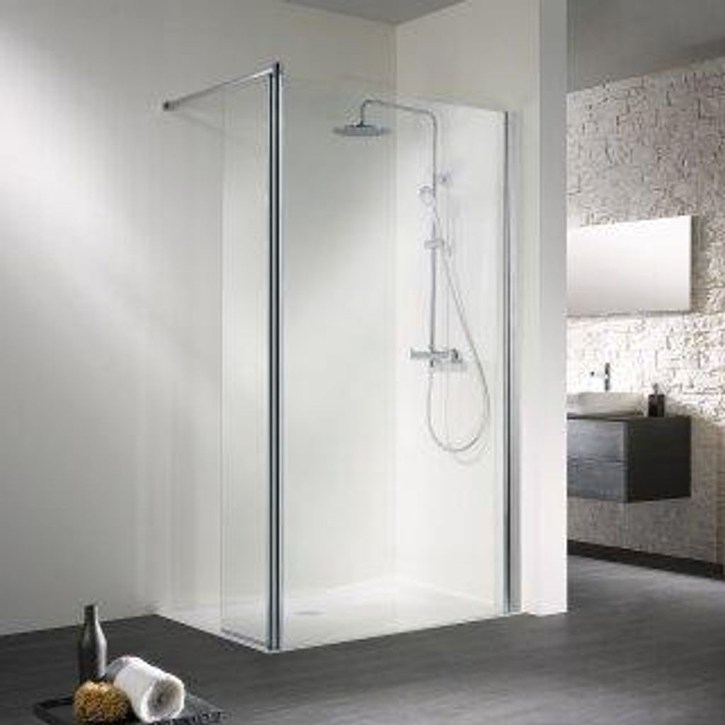 HSK 1270900-25-1640 Walk In Easy 1 Frontelement mit Beweglichem Seitenteil 900x350x2000mm Pergamon Linea 01 mit Edelglas-Beschichtung