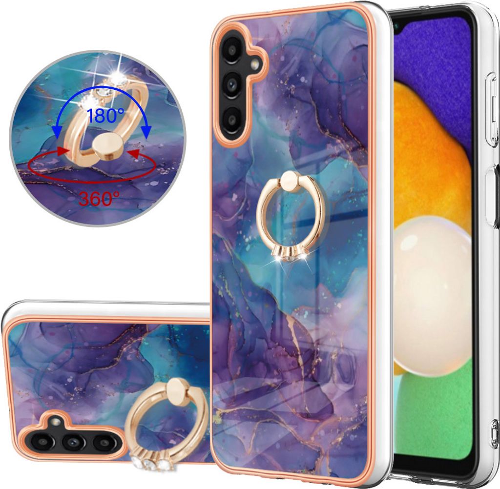 Hülle für Samsung Galaxy A55 Muster TPU Silikon Stoßdämpfer Bumper Schutzhülle mit Ring Ständer Dunkelblau