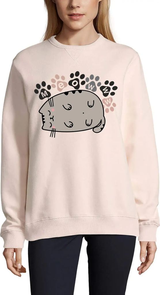 Damen Grafik Sweatshirt mit Aufdruck Swea faule Katze - Katzenpfoten – Swea Lazy Cat - Cat Paws – Öko-Verantwortlich Vintage Jahrgang Langarms...