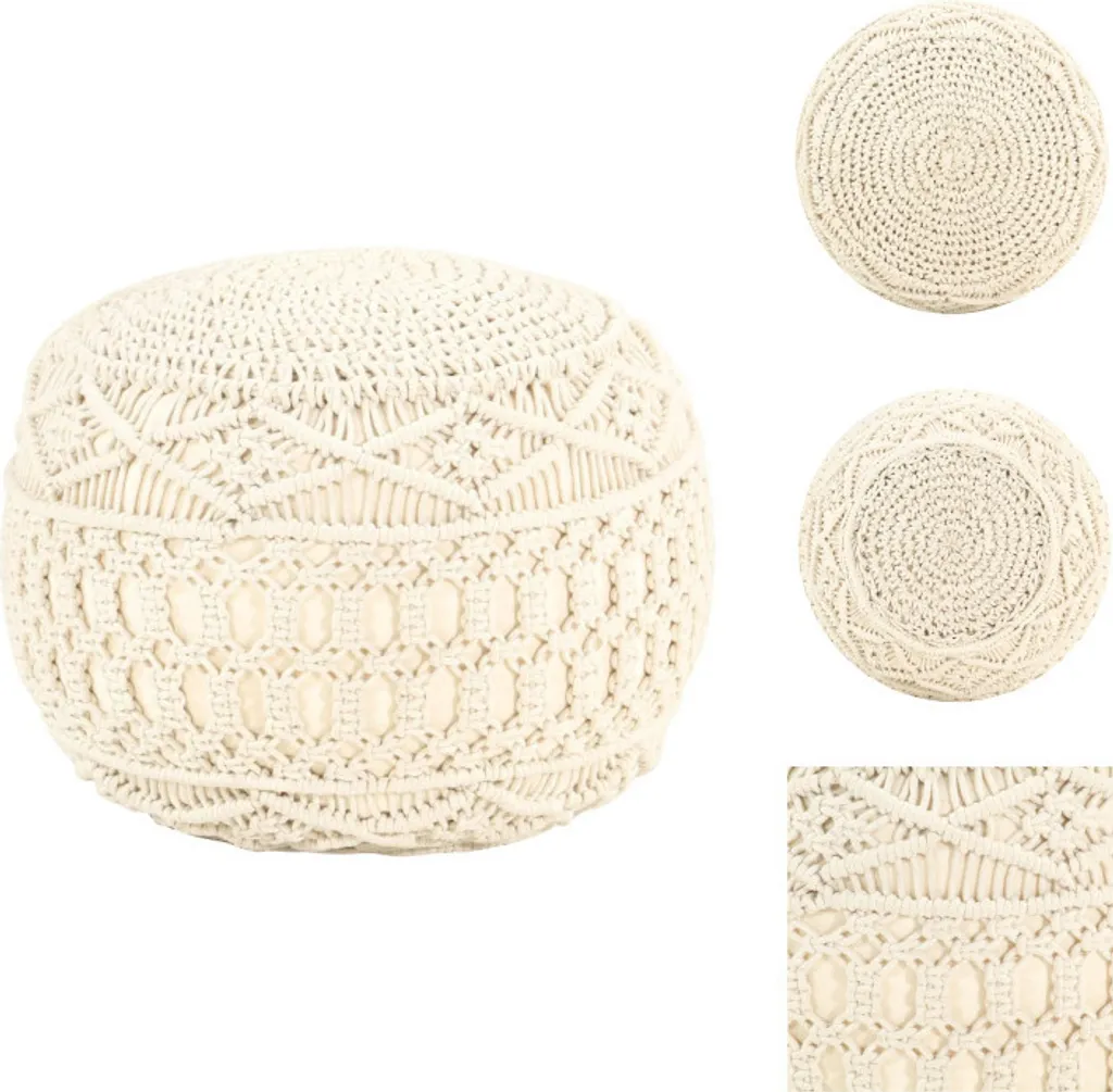 vidaXL Pouf Artigianale Macramé | Poggiapiedi in Cotone Naturale