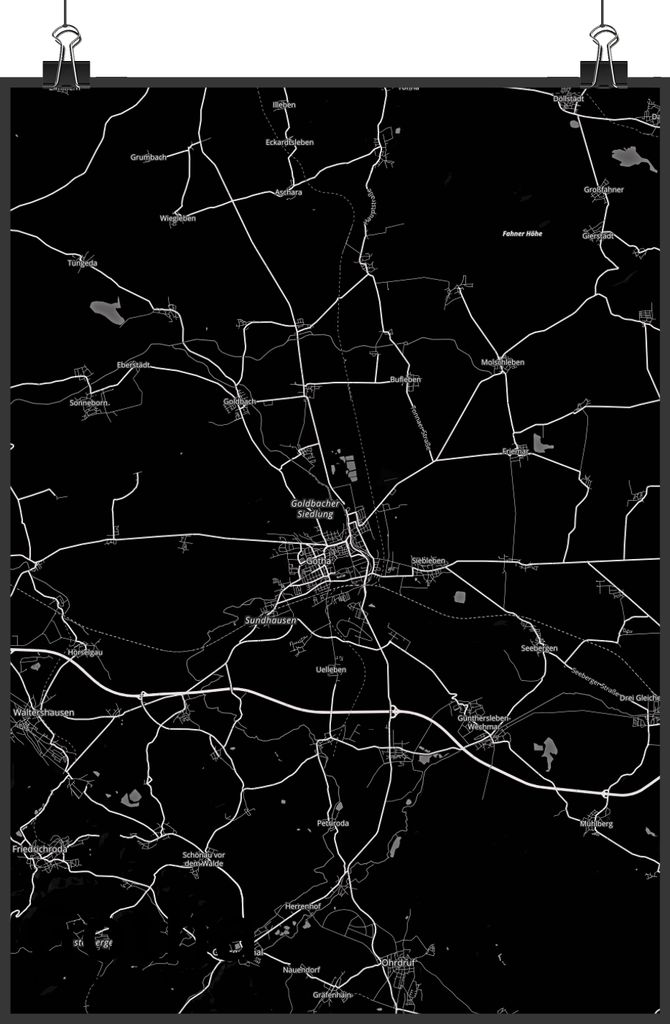 Mr. & Mrs. Panda Bild Gotha DIN A3 - Geschenk, Plakat, Stadt Dorf Karte Landkarte Map Stadtplan, drucke, Kunstdruck, typografie poster, wanddeko