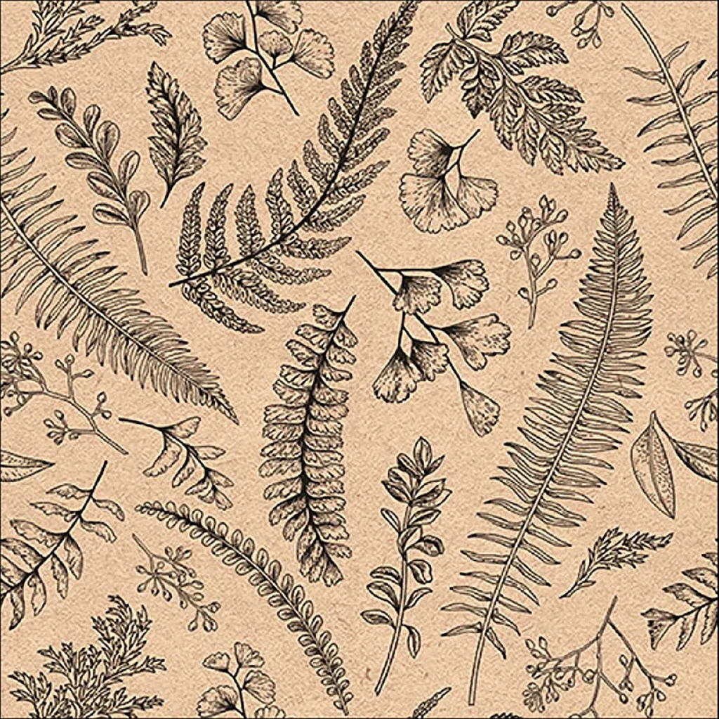 Serviettes en papier recyclé motif végétal 33x33 cm pour décoration de table