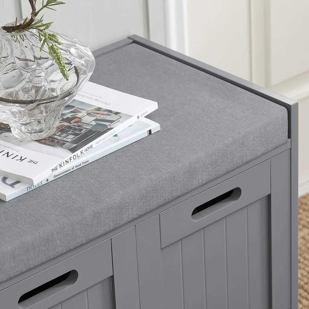 Banc d'Entrée Pratique pour Ranger les Chaussures - Style Gris Moderne - 9