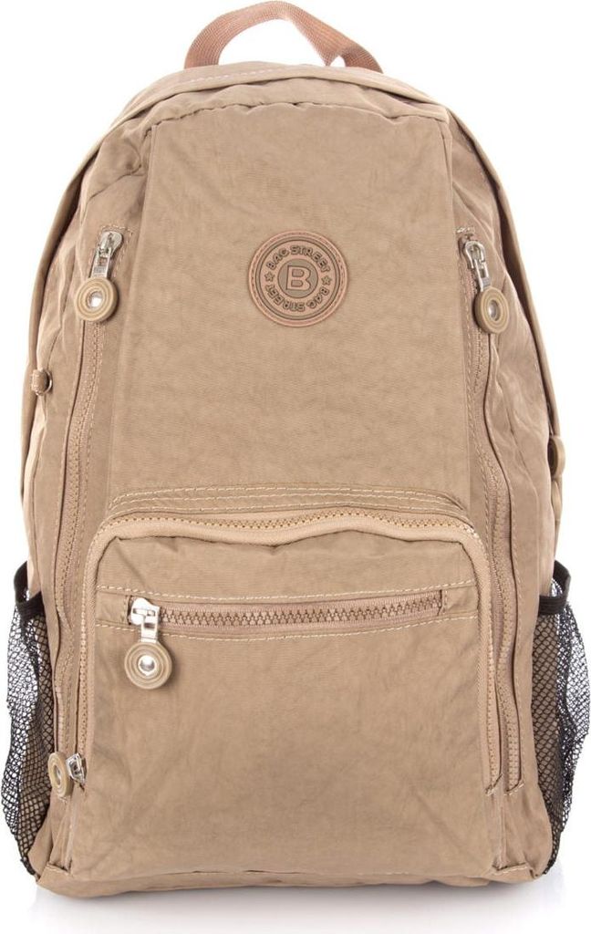 Bag Street Leicht Wanderrucksack Rucksack Damen Herren Crinkle-Nylon Beige