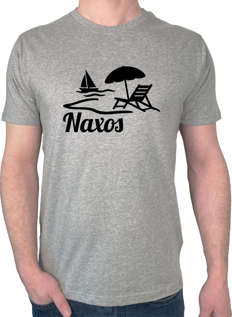 Huuraa Herren T-Shirt Naxos Inselmotiv Griechenland XL Sport Grey Bio Baumwolle Fairtrade Herrenshirt Geschenkidee