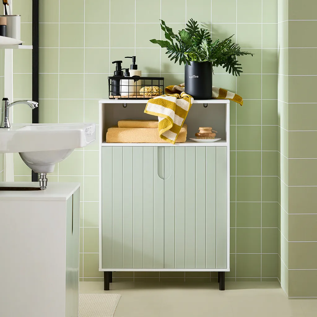 Armoire de Bain Midischrank Bicolore Blanc et Vert Finition Résistante - 2