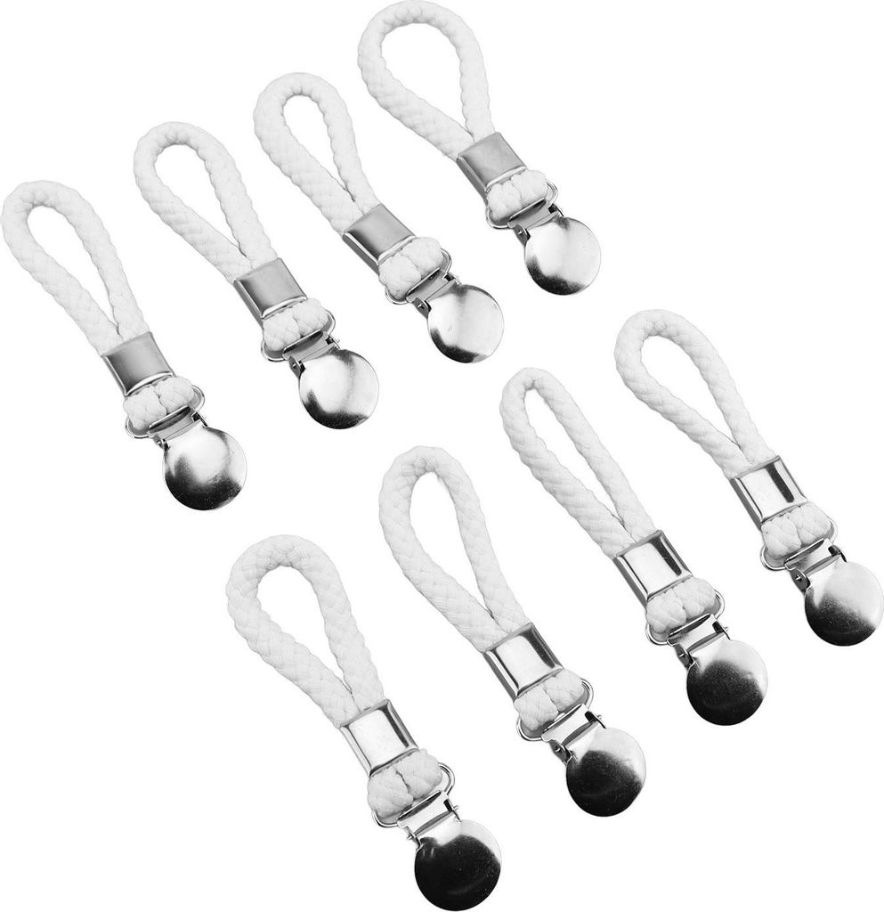 8pcs hängende Geschirrtücher Clips mit Schleife Baumwolle für Haus Küche Bad Schränke Tuch Aufhänger Halter Klammern rostfrei weiß