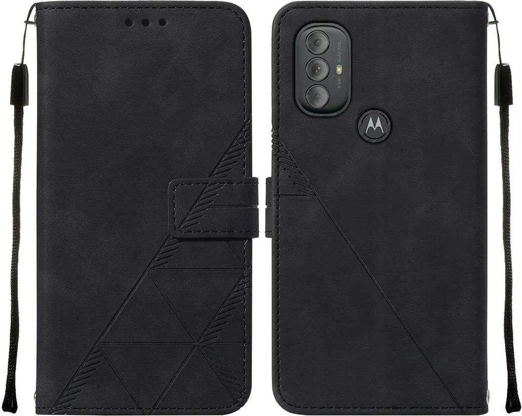 Custodia Fashion Moto G Power 2022 | Pelle Nera Goffrata Portafoglio