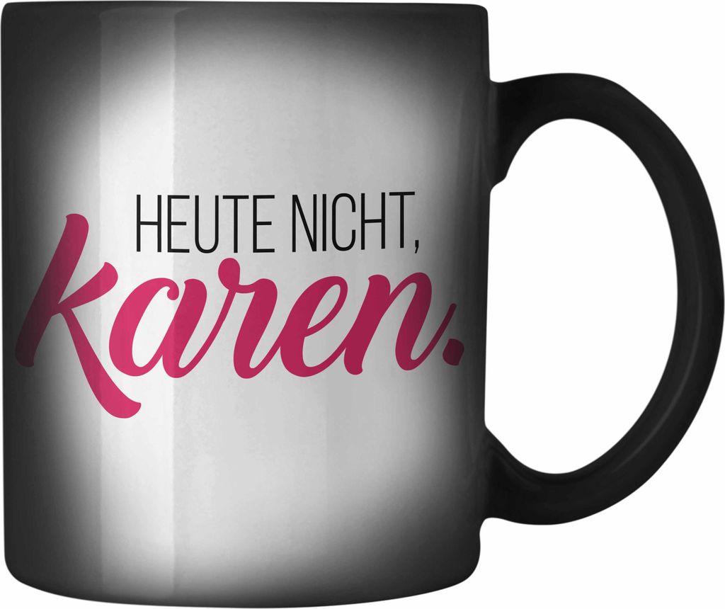 Trendation - - Karen Farbwechsel Zauber-Tasse Geschenk für Karen Name Geschenkidee Geburtstag (Schwarz)