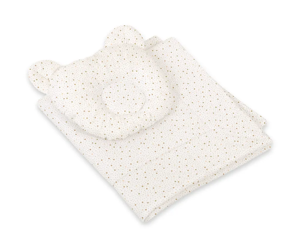 Parure de lit bébé avec couverture molletonnée et oreiller ergonomique