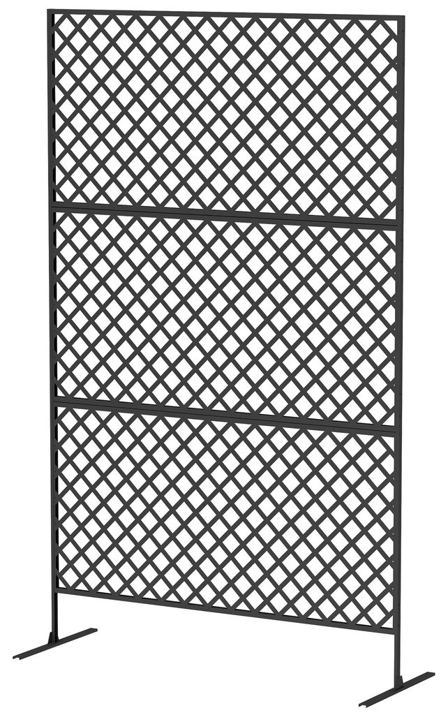 Outdoor-Raumteiler, Metall-Wandschirm für Terrasse, Veranda, Garten, Freistehendes Rankengitter, Stahl, Schwarz