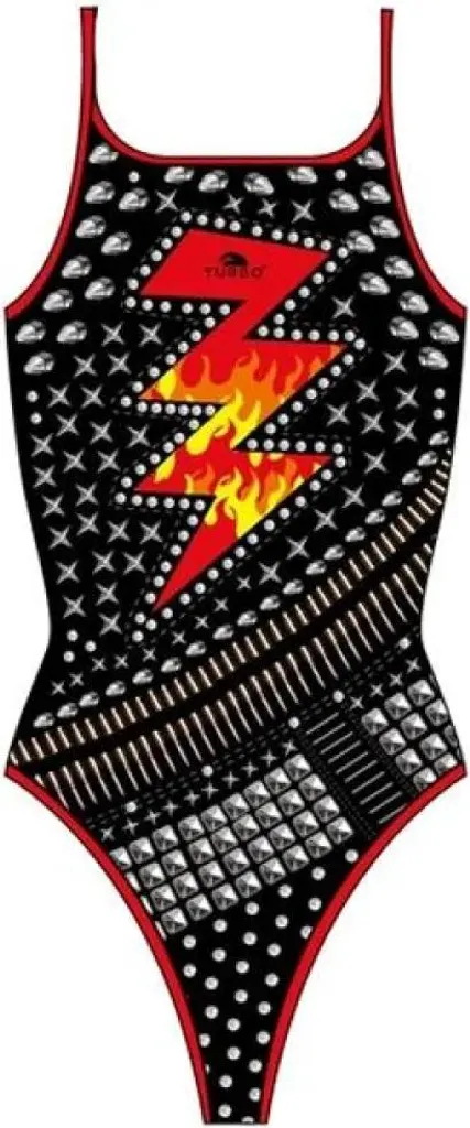 Turbo Maillot de Bain Noir Femme Anti-Chlore Heavy Rock Taille S Sport