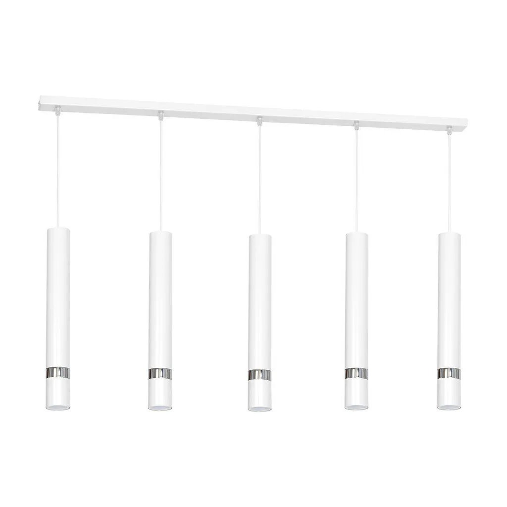 Milagro JOKER MLP1412 Lampadario Moderno 5 Luci Bianco/Cromo Minimal