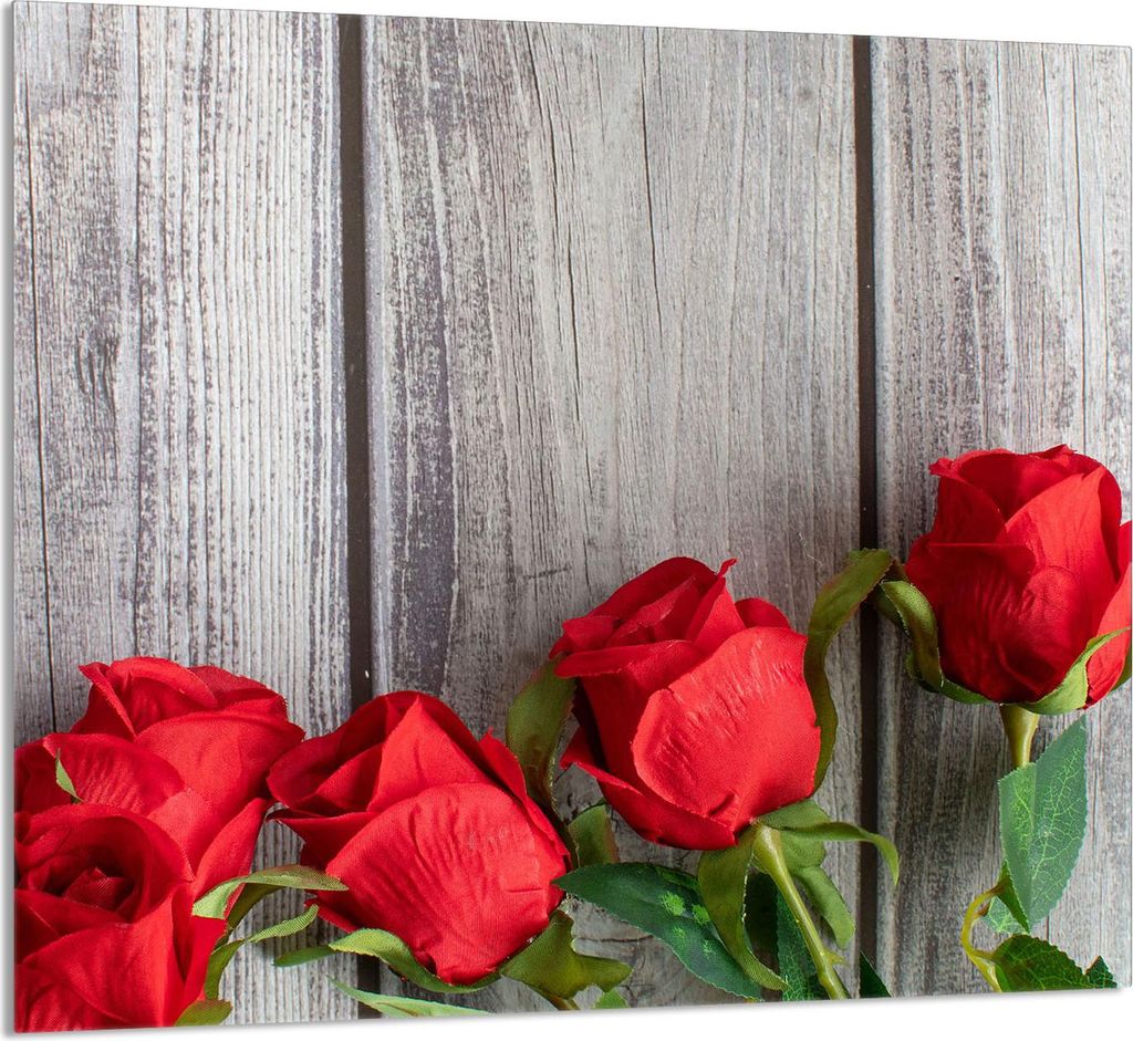 GLASPLATTE FÜR KÜCHE 65x60 Rosen
