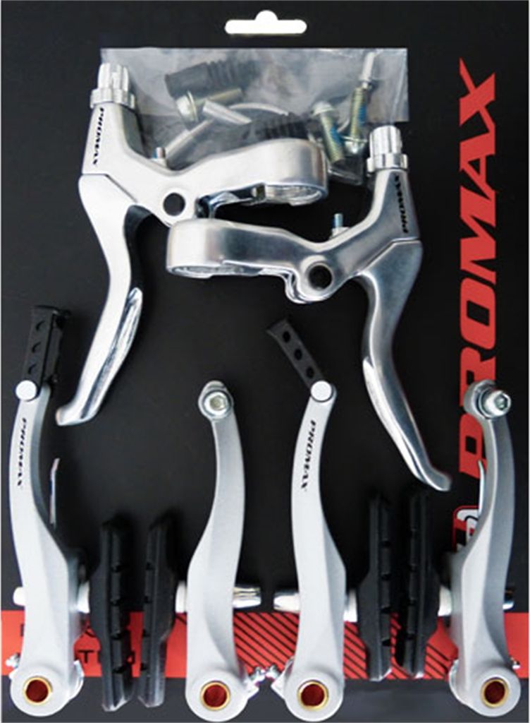 set freno V-brake con leve freno alluminio argento Immagine del prodotto 