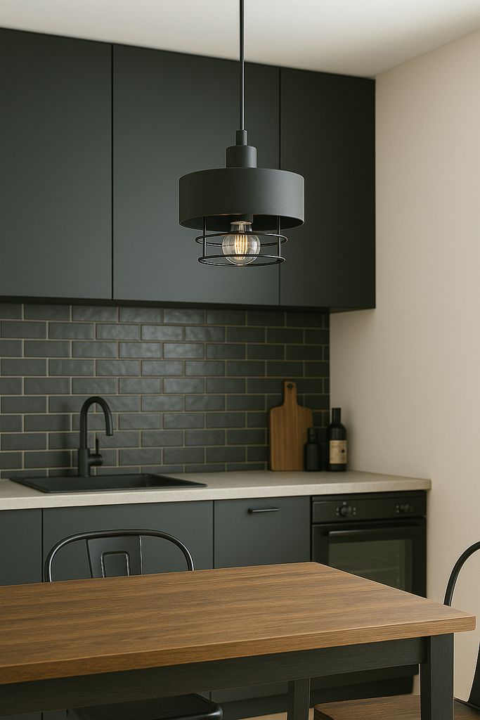 LUXOLAR - Pendelleuchte Schwarz E27 60 W - Hängelampe für Wohnzimmer, Küchen - Loft Design