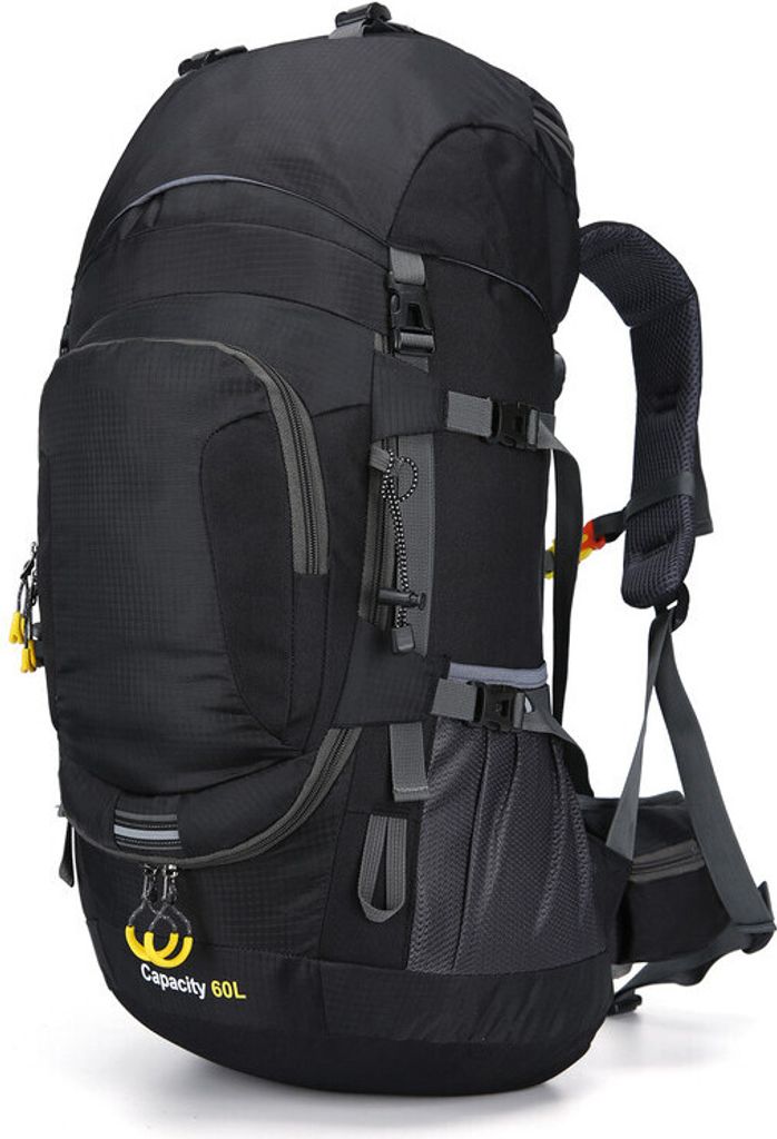 (Schwarz)Wanderrucksack Multifunktion Trekkingrucksack Hohe Kapazität Reiserucksack Wasserdicht Atmungsaktiv Verschleißfest Outdoor Wandertas...
